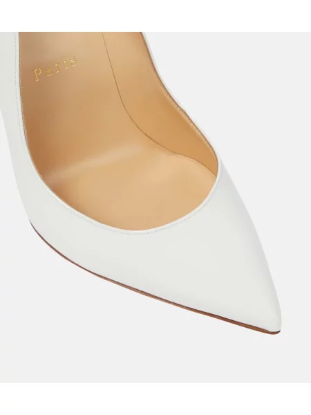 Pantofi cu toc Christian Louboutin din piele de lac alb