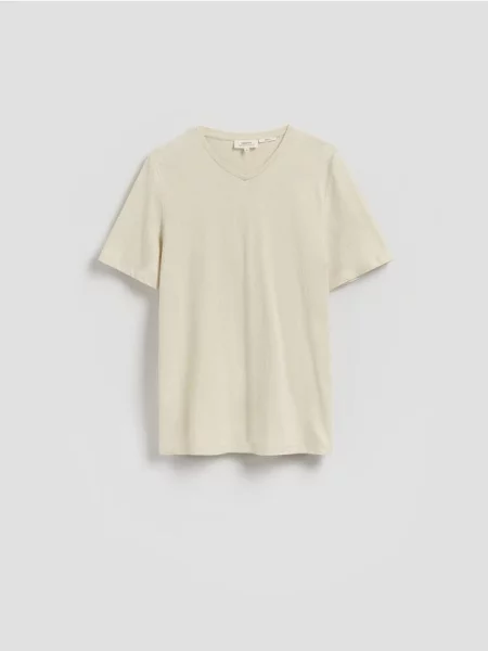 Reserved Tricou regular fit cu adaos de in crem