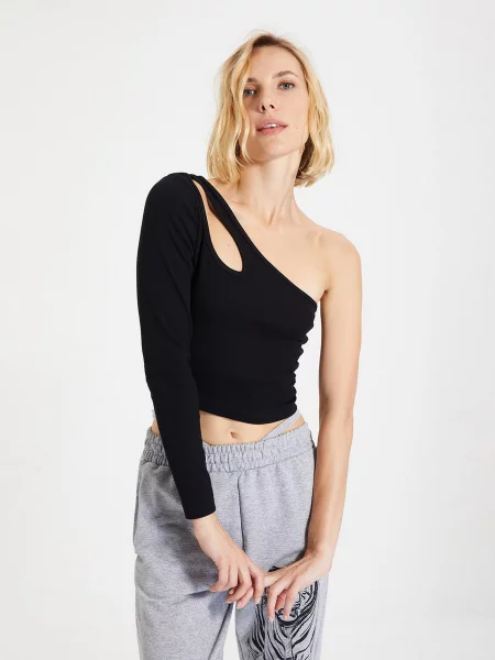 Trendyol Лонгслив Женское без подкладки чёрный