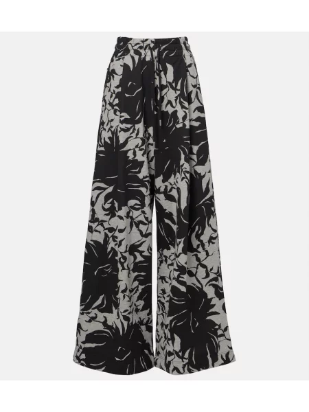 Spodnie dresowe Dries Van Noten w kwiatki z dżerseju plisowane czarne