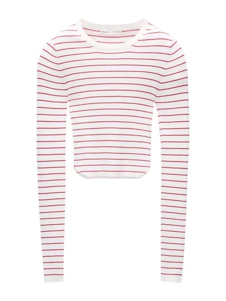 Pull&Bear Pulover roșu carmin alb