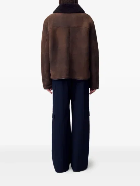 Jakna Claudie Pierlot od brušene kože smeđa