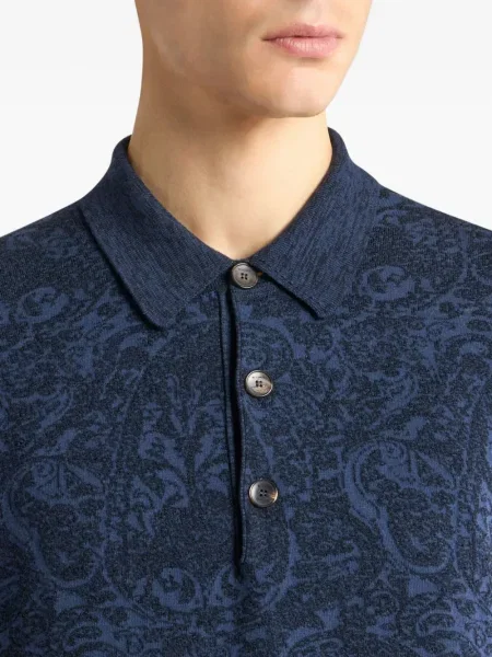 Polo Etro cu model paisley din jacard albastru