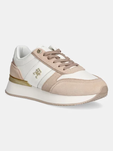 Кожени маратонки Tommy Hilfiger TH FASHION RUNNER оранжево