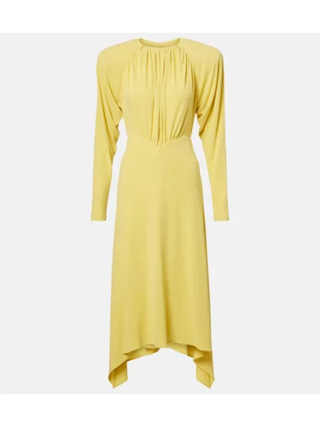 Rochie midi Stella Mccartney din jerseu drapată până la genunchi galben