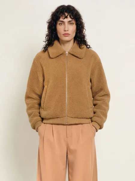 Karo Kauer Bunda Z Teddy Kožešiny velbloudí