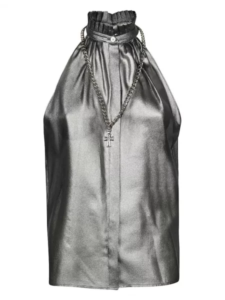 Bluză John Richmond de mătase argintiu