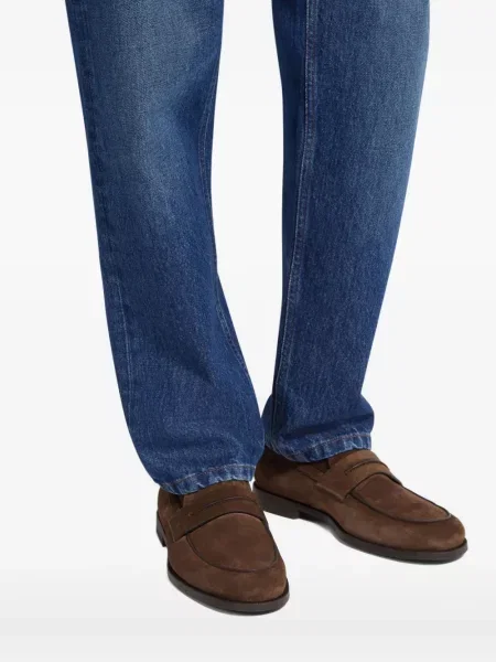 Pantofi loafer Zegna din piele de căprioară maro