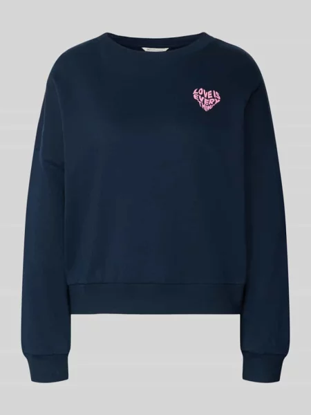 Bluza o kroju regular fit z czystej bawełny Tom Tailor Denim granatowa