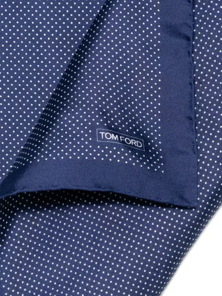 Fular Tom Ford de mătase cu buline cu imagine albastru