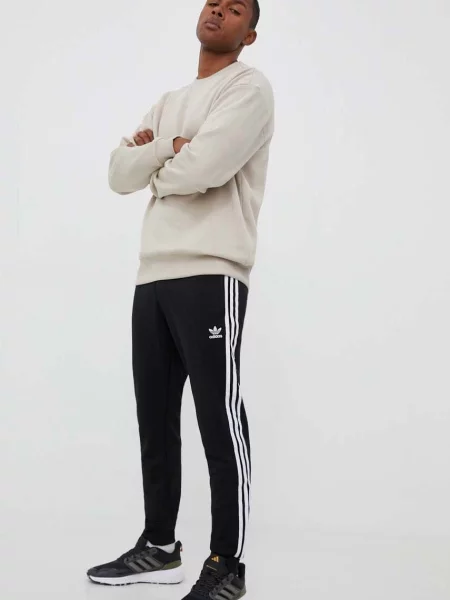 Pantaloni sport Adidas Originals cu dungi alergare alb