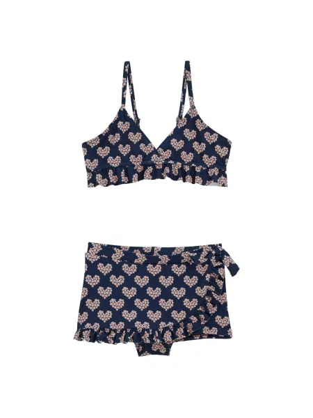 WE Fashion Costum de baie două piese albastru închis / portocaliu alb