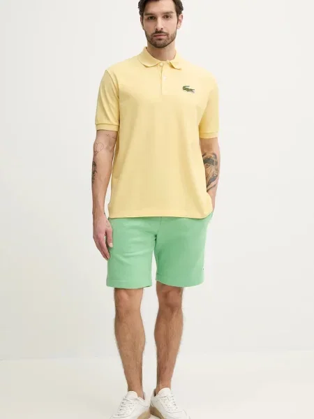 Поло Lacoste з аплікацією жовтий