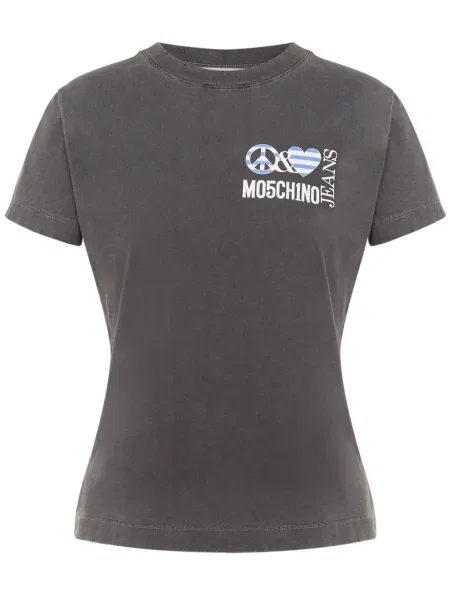 Koszulka Moschino Jeans z nadrukiem szara