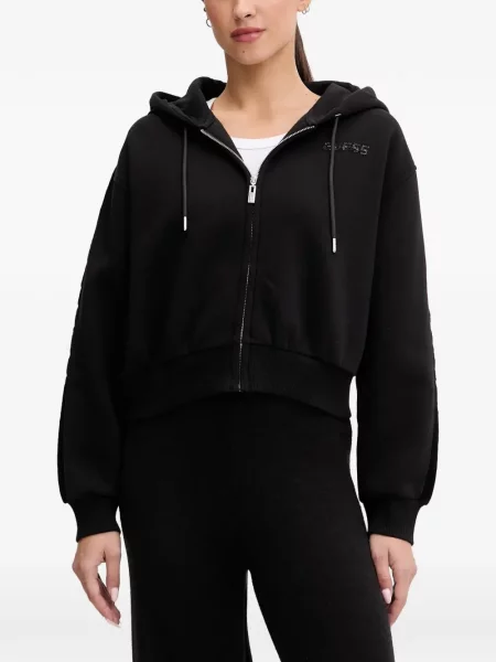 Majica s kapuljačom Guess s autogramom crna