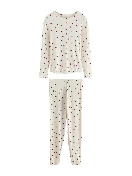 Next Pijama crem / roşu închis