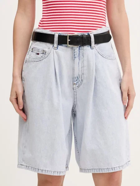 Tommy Jeans σορτς γυναικεία ντένιμ μπλε