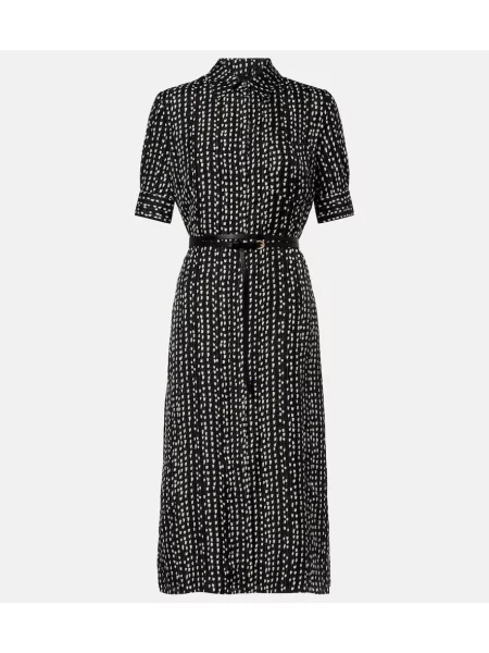 Rochie tip cămașă Altuzarra de mătase cu imagine negru