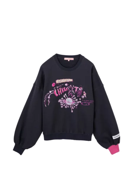 Pulover Tsumori Chisato cu broderie albastru