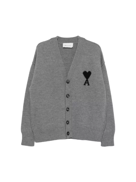 Sweter Ami Paris wełniany szary