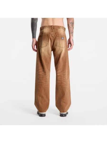Τζιν Obey Boxcar Straight Leg Denim Archive Brown καφέ