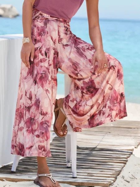 LASCANA Nohavice / rosé / púdrová / staroružová hnedá