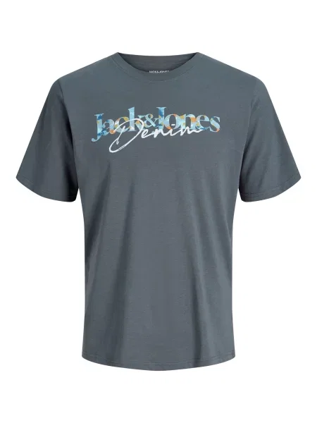 JACK & JONES Tricou JJTOM albastru deschis / gri / portocaliu alb