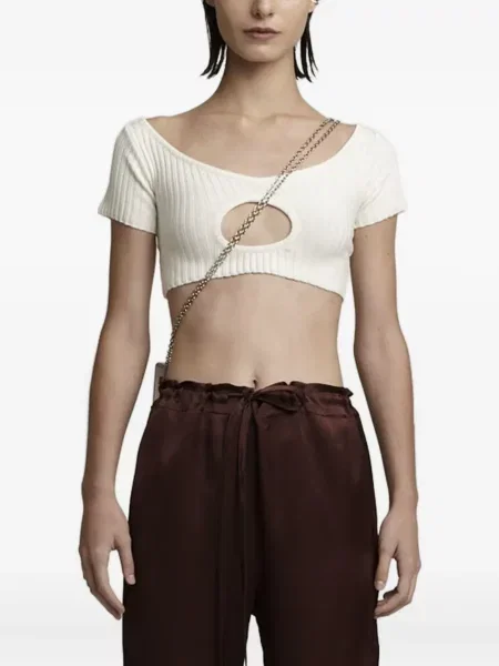 Top Gloria Coelho prążkowany biały