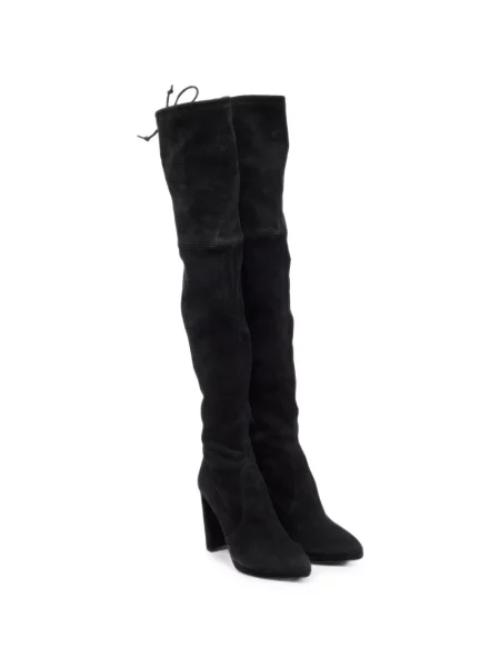 Cizme Stuart Weitzman din piele de căprioară cu toc înalt negru