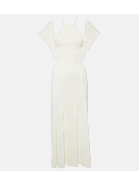 Rochie maxi Chloé de lână de costum alb