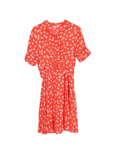 Rochie Ganni cu model floral cu imagine din crep roșu