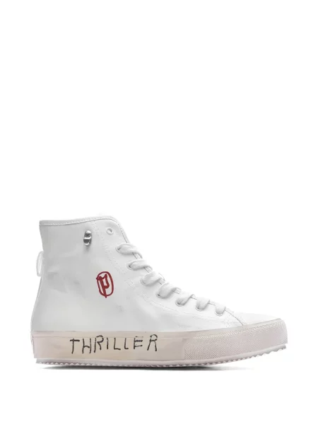 Sneakerși Paly cu șireturi din dantelă alb