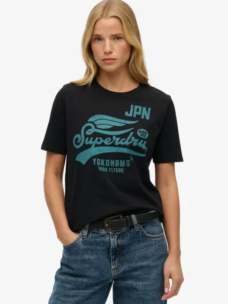 Superdry & Co Tricou High Flyers cyan negru