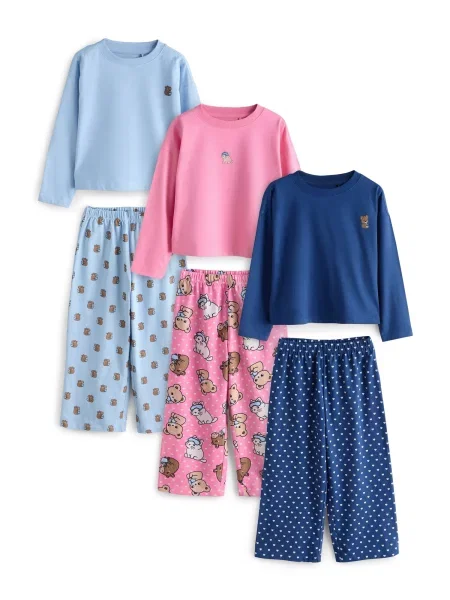 Next Pijamale Capybara marin / deschis / roz albastru