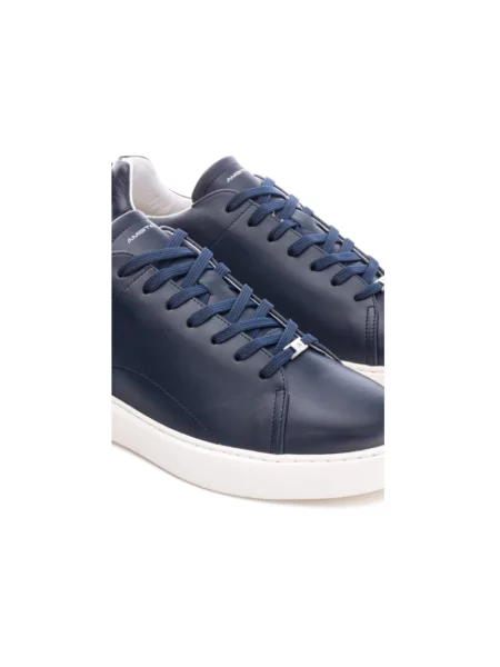 Sneakersy Ambitious sznurowane skórzane niebieskie