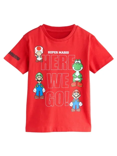 Next Tricou Mario Gaming albastru regal / verde / roșu cranberry alb
