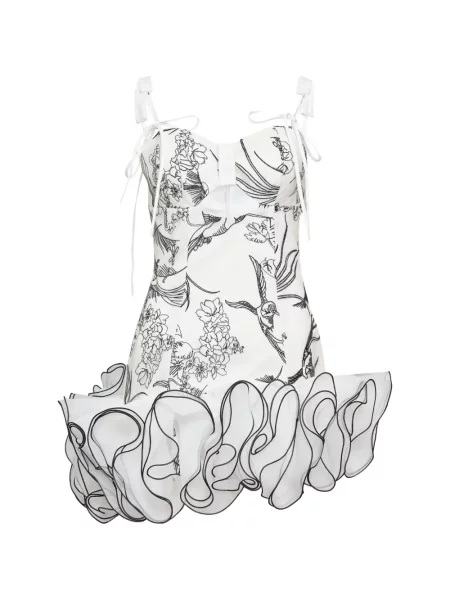 Rochie mini Kenzie Klambie cu model floral cu imagine alb