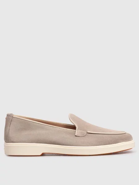 Замшевые лоферы Santoni бежевые