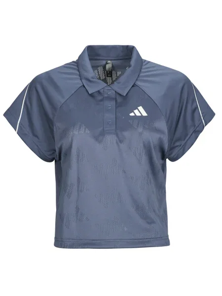 Polo Adidas cu dungi din jacard tenis albastru