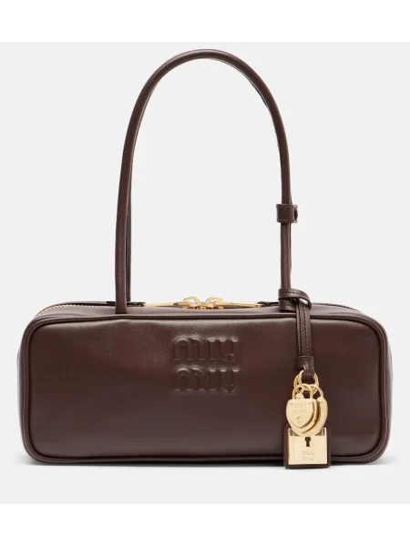Usnjena usnjena torbica Miu Miu rjava