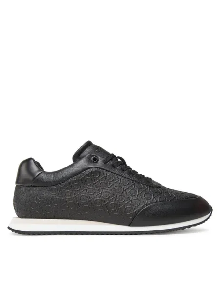 Calvin Klein Sneakersy Runner Lace Up Mono Pu Čierna biela