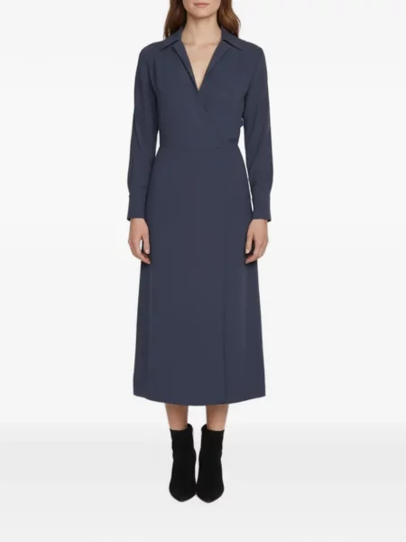 Rochie midi Vince din crep gri