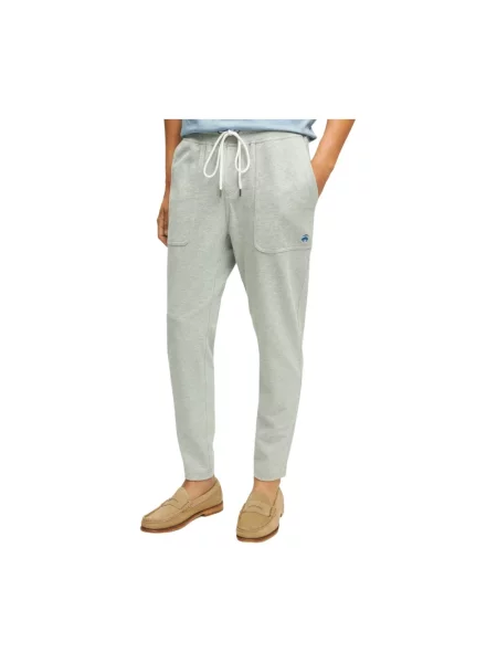 Spodnie dresowe Brooks Brothers ze stretchu szare