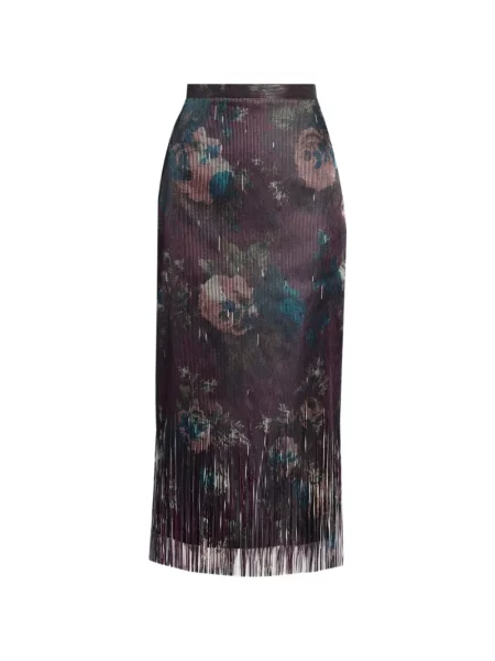 Fustă Erdem cu franjuri din jacard violet