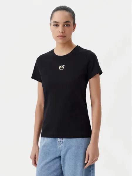 PINKO T-Shirt Bussolotto Regular Fit μαύρο