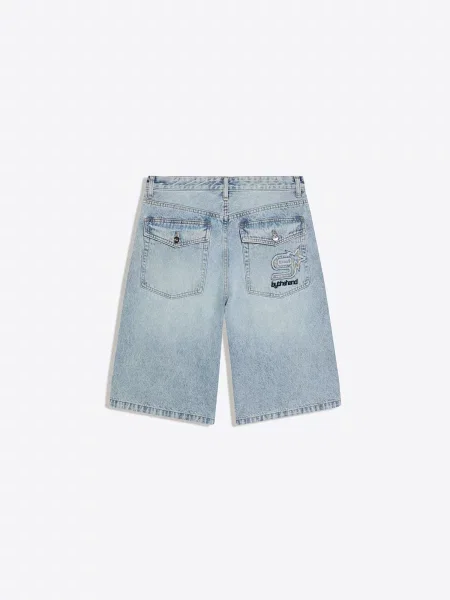 Bershka Traperice pijesak / svijetloplava crna