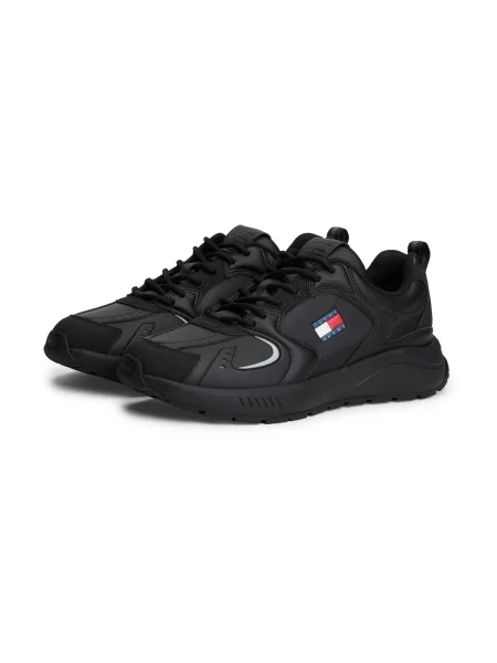 Pánske topánky Tommy Jeans Runner Leather black čierna