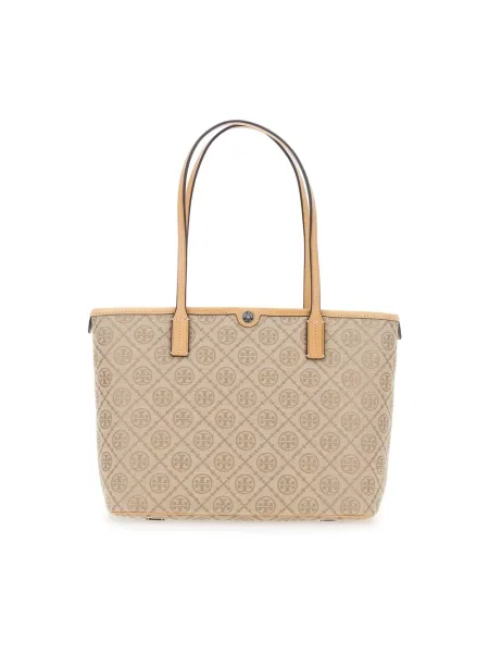 Shopperka Tory Burch skórzana beżowa