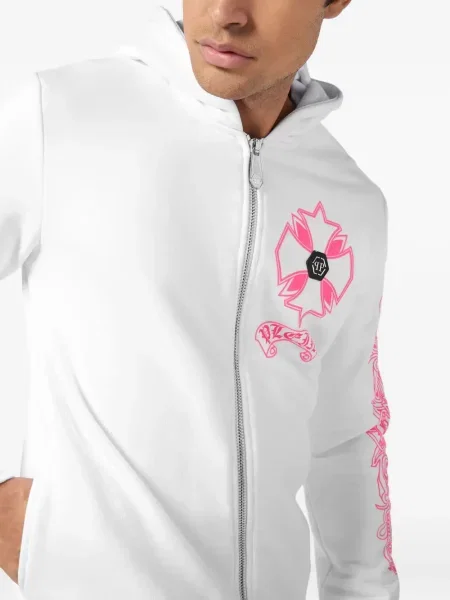 Hanorac cu glugă Philipp Plein alb