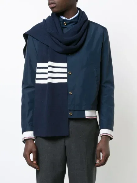 Kašmyro dryžuotas šalikas Thom Browne mėlyna